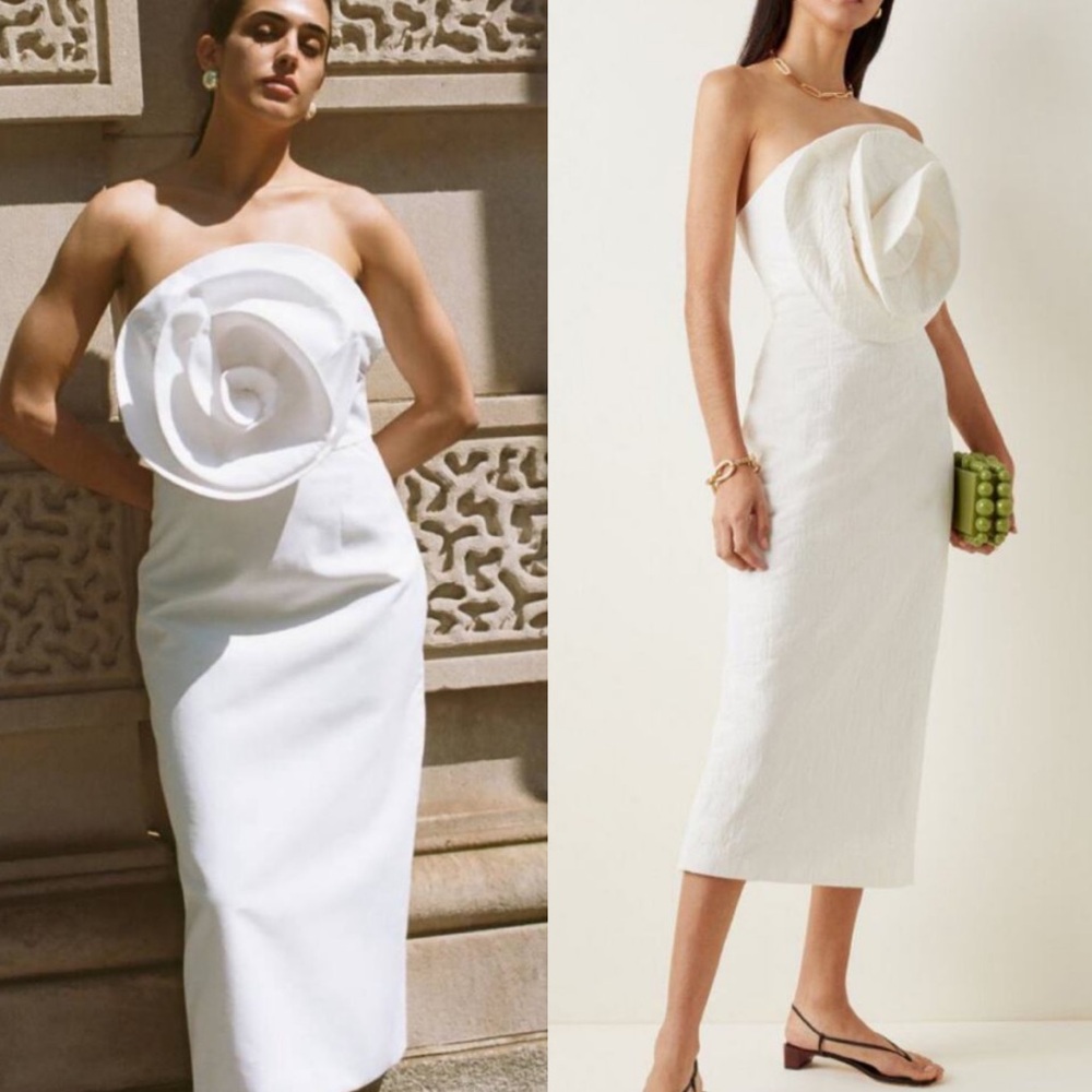 Mara Hoffman Maia Rosette Strapless Midi Dress